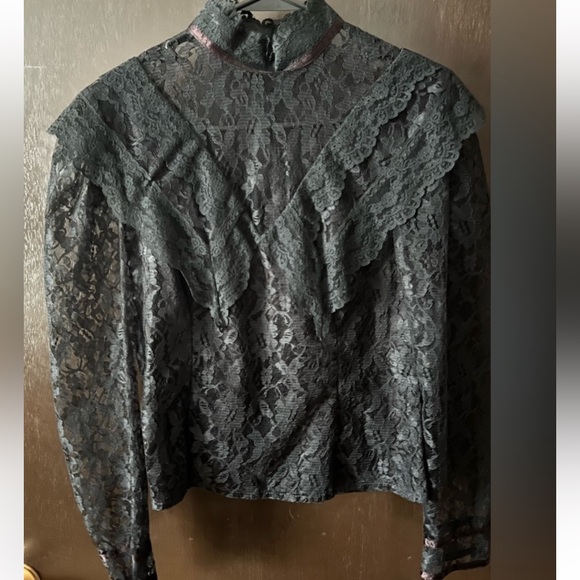 Gunne Sax Black Lace Top Size 7  or S - Picture 11 of 15
